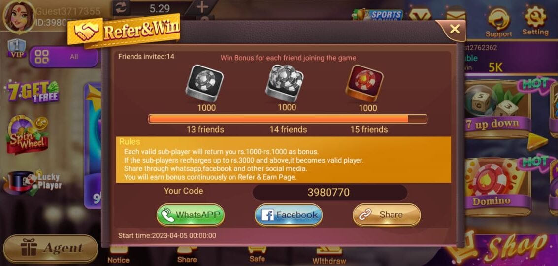 3 Patti Real Refer and Earn